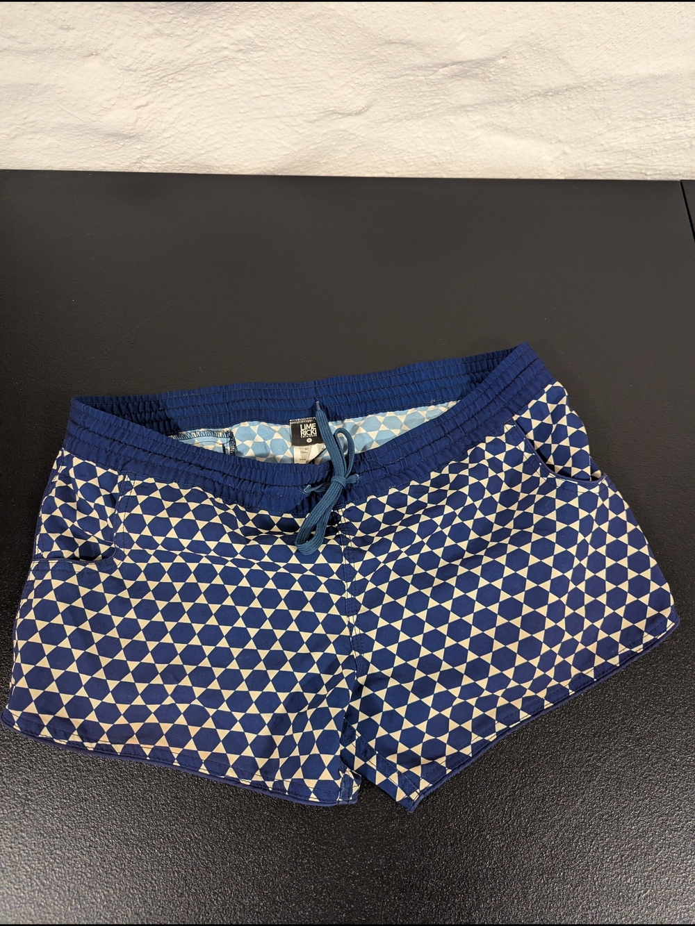 Navy Geometric Pattern Swim Shorts